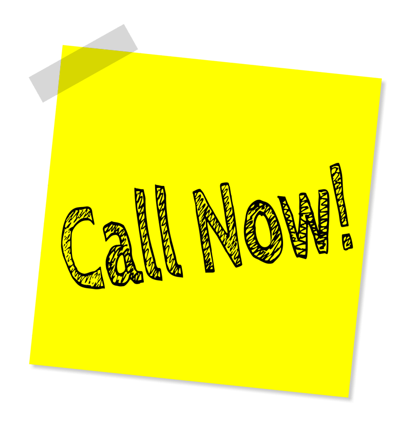 Call now image in black writting with a yellow background
